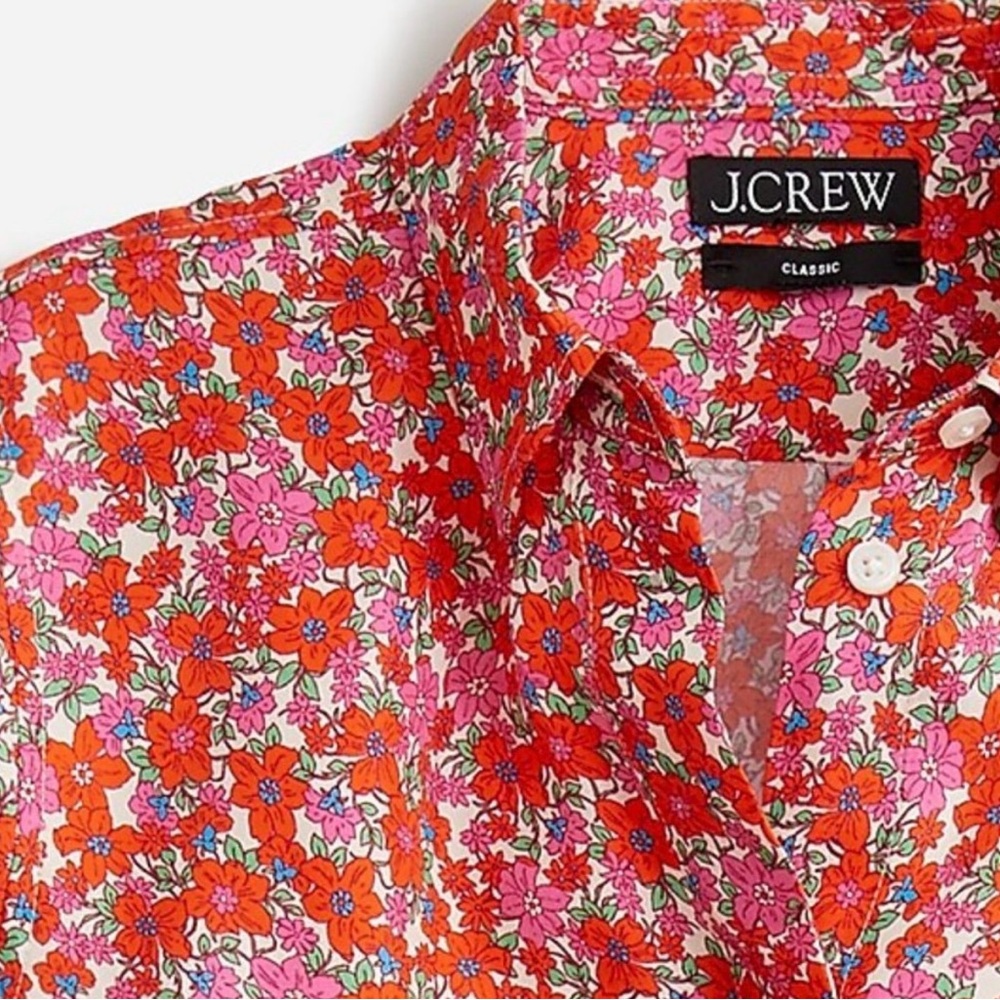 J.Crew Classic-fit drapey cupro shirt in pink floral